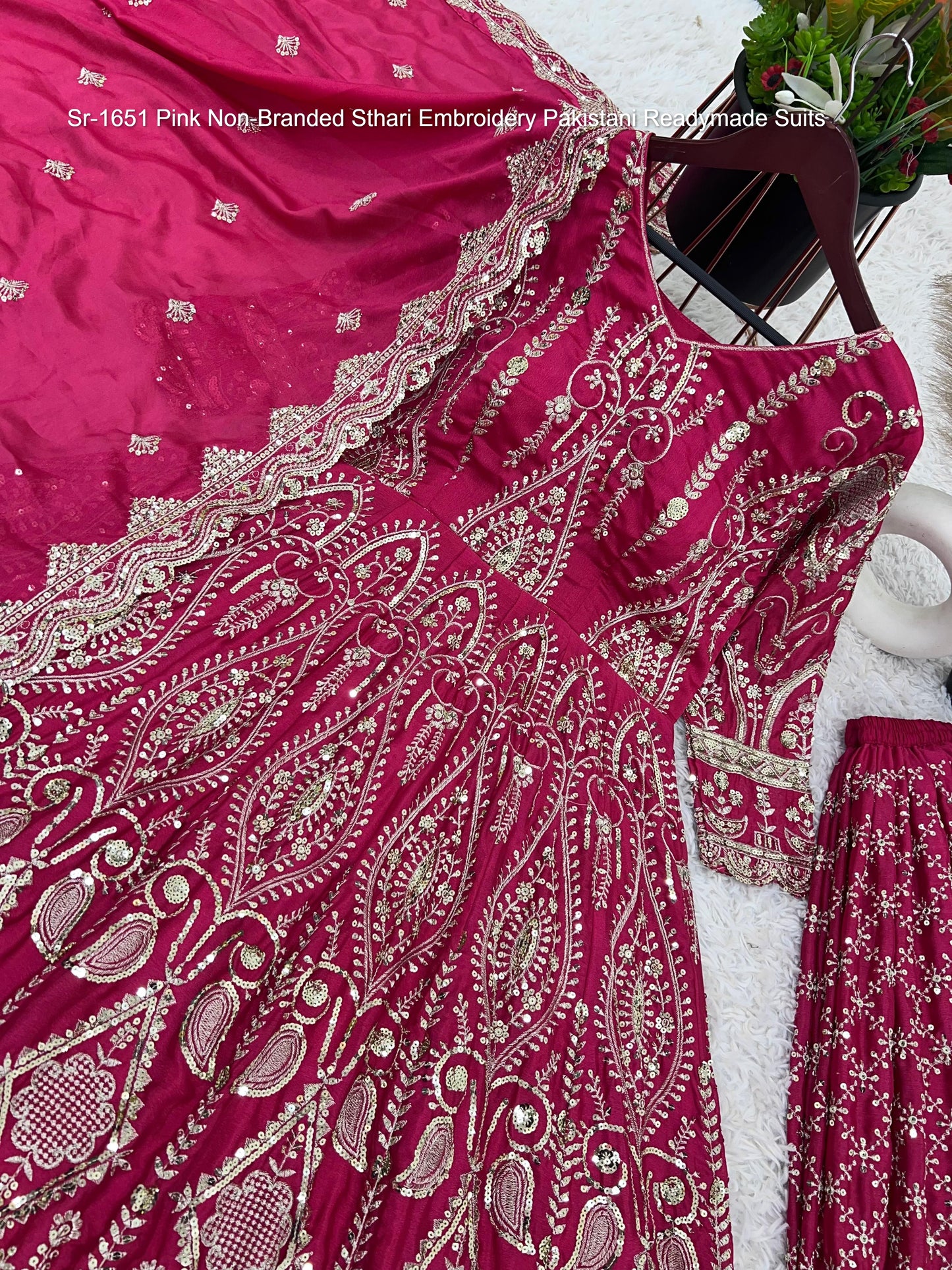 Sr-1651 Pink Non-Branded Sthari Embroidery Pakistani Readymade Suits