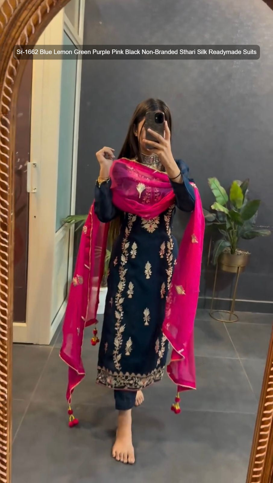 Sr-1662 Blue Lemon Green Purple Pink Black Non-Branded Sthari Silk Readymade Suits