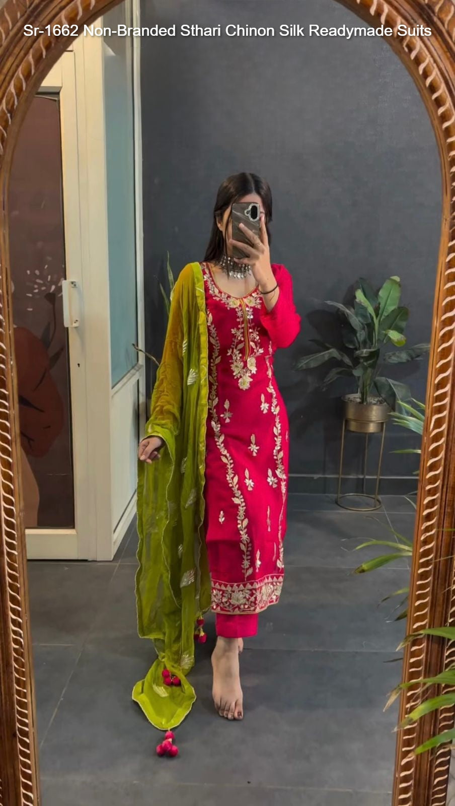 Sr-1662 Non-Branded Sthari Chinon Silk Readymade Suits