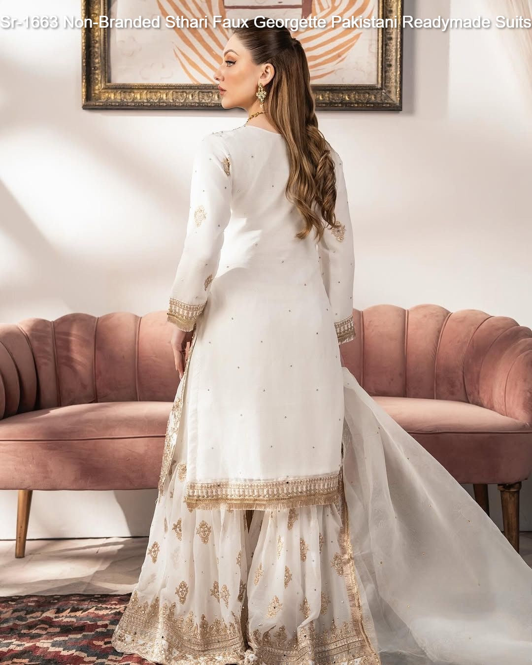 Sr-1663 Non-Branded Sthari Faux Georgette Pakistani Readymade Suits
