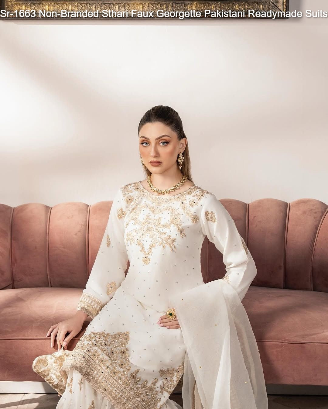 Sr-1663 Non-Branded Sthari Faux Georgette Pakistani Readymade Suits