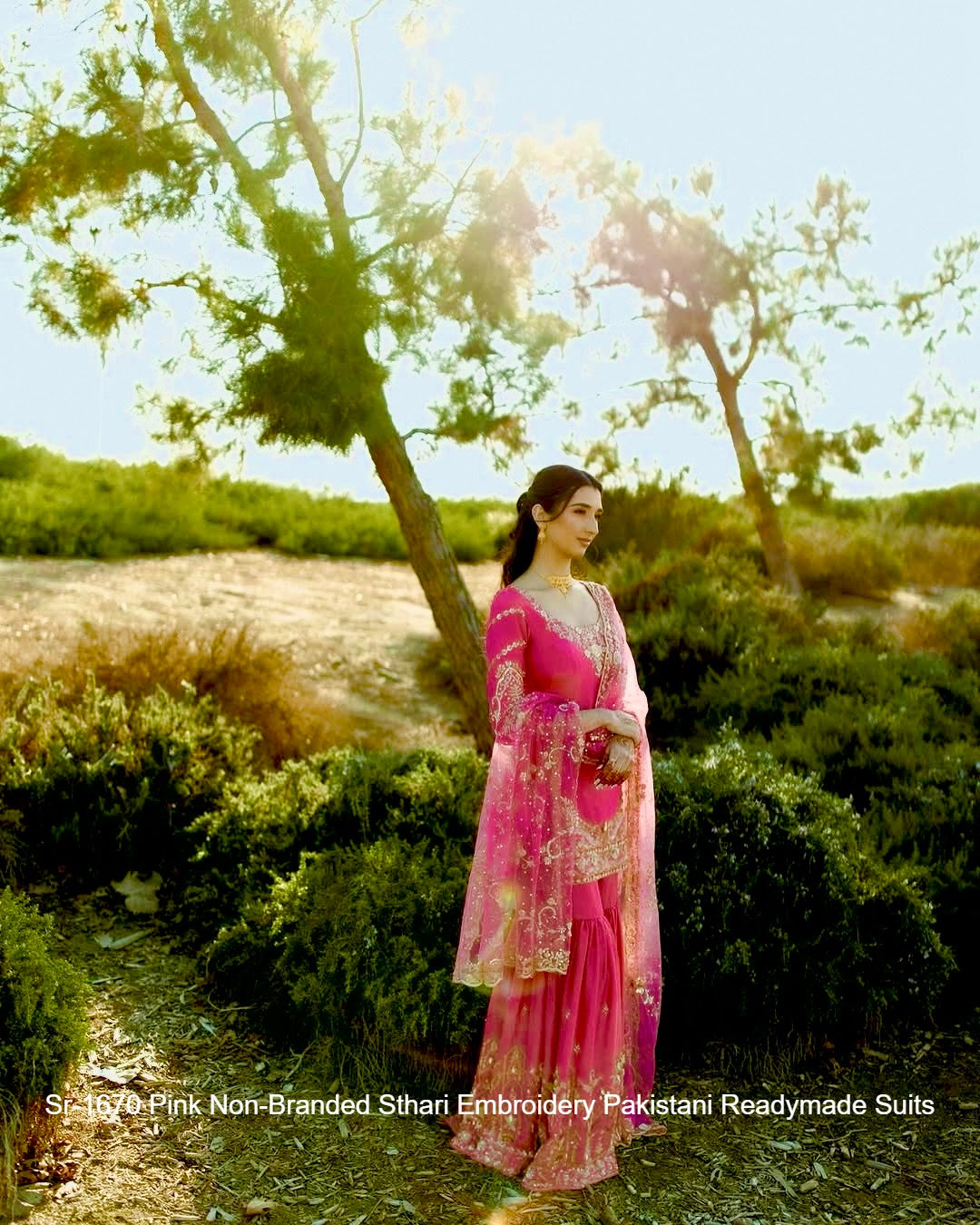 Sr-1670 Pink Non-Branded Sthari Embroidery Pakistani Readymade Suits