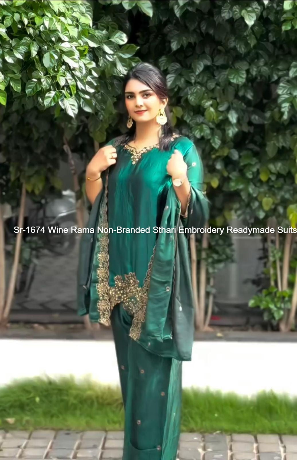 Sr-1674 Wine Rama Non-Branded Sthari Embroidery Readymade Suits