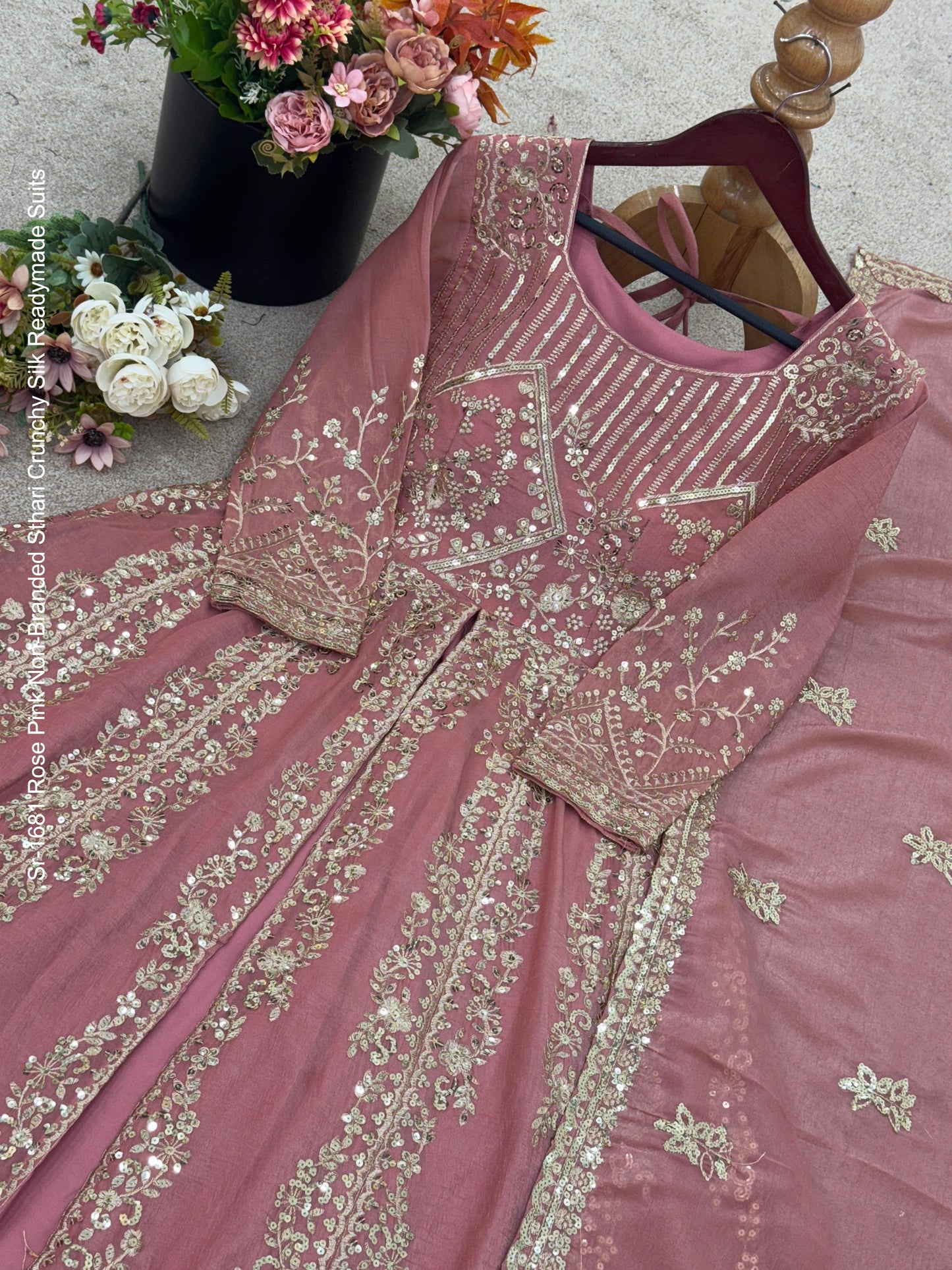 Sr-1681 Rose Pink Non-Branded Sthari Crunchy Silk Readymade Suits