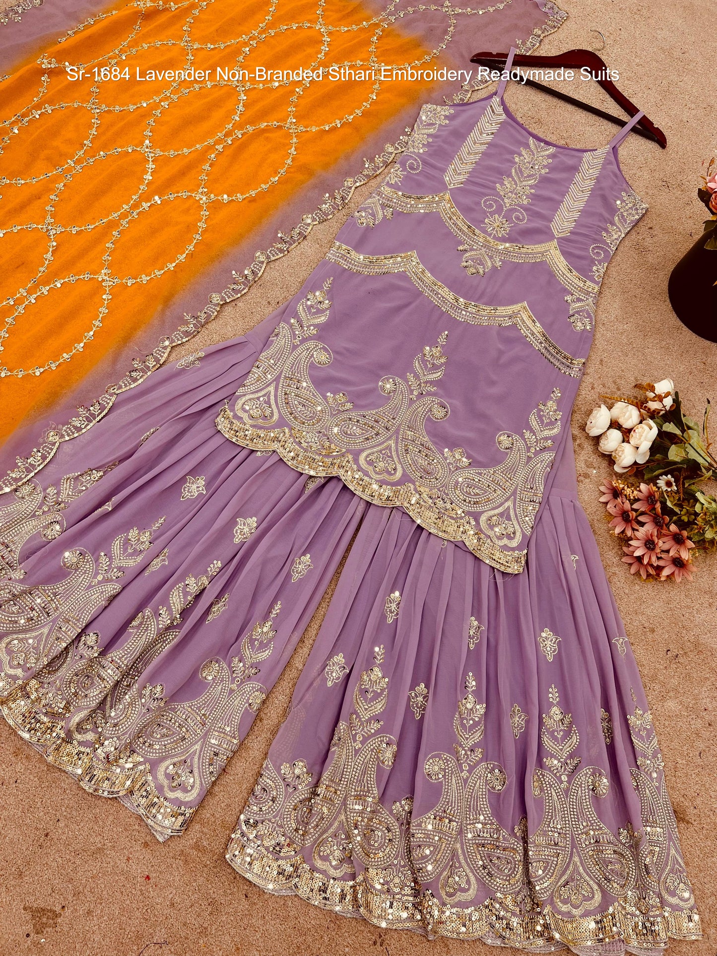 Sr-1684 Lavender Non-Branded Sthari Embroidery Readymade Suits
