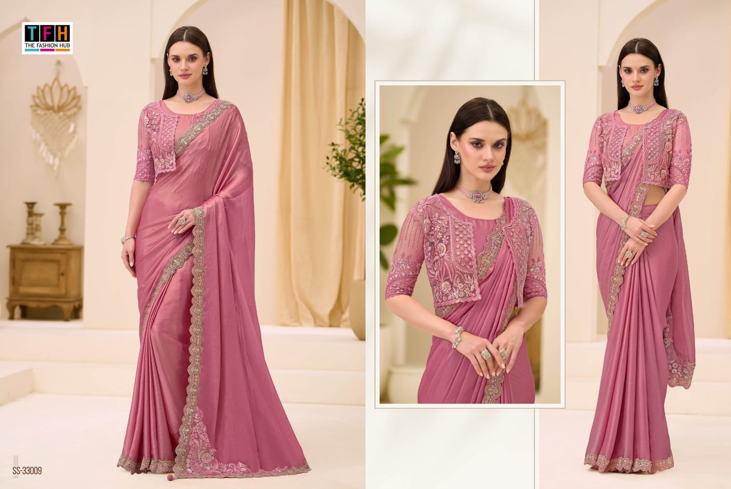 Ss-33009 Silver Screen 23 Tfh Shimmer Silk Sarees