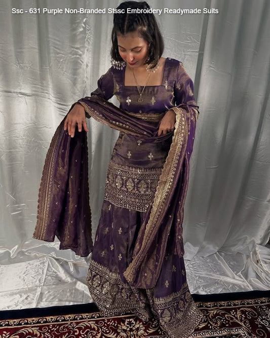 Ssc - 631 Purple Non-Branded Stssc Embroidery Readymade Suits
