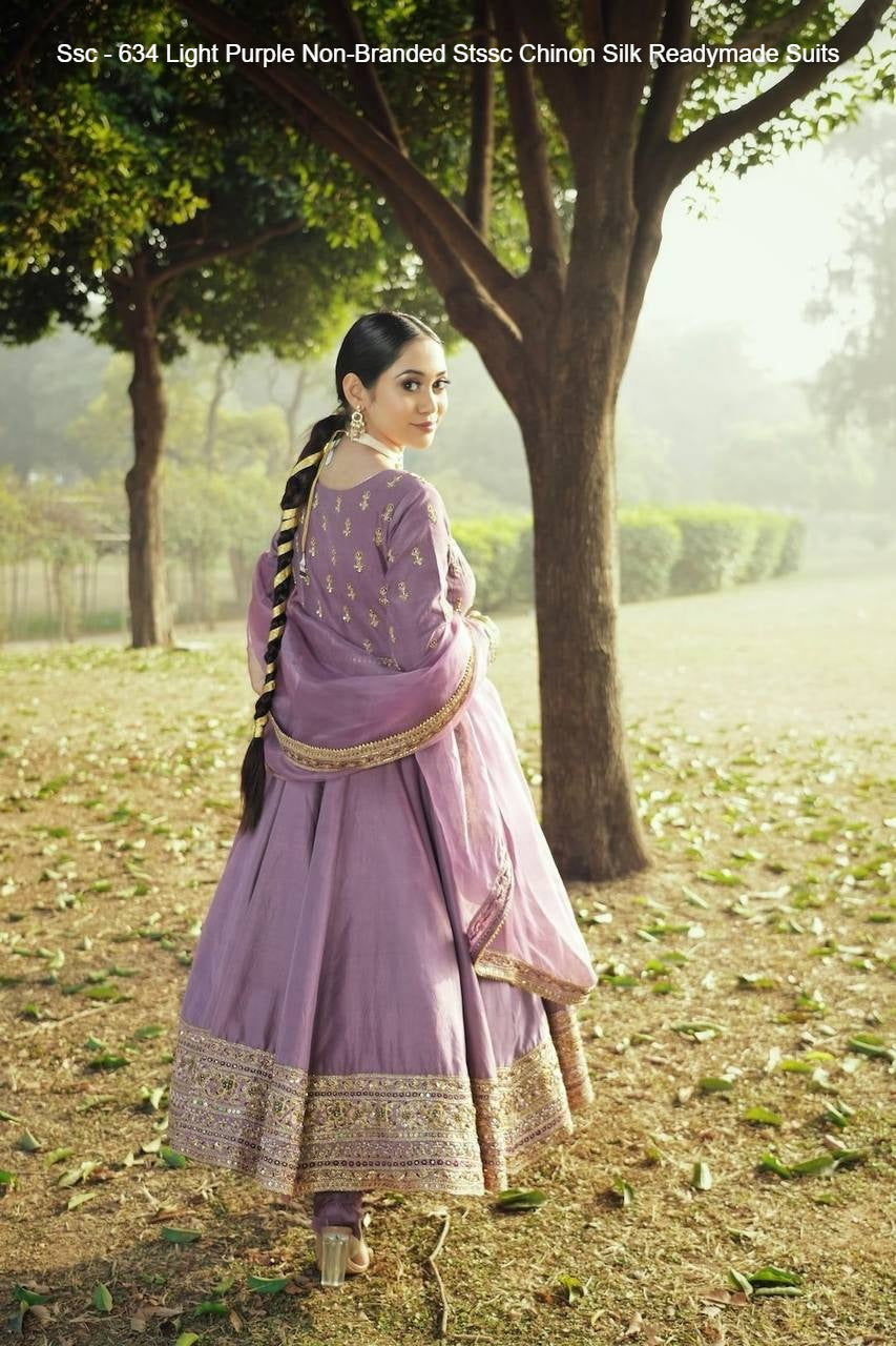 Ssc - 634 Light Purple Non-Branded Stssc Chinon Silk Readymade Suits
