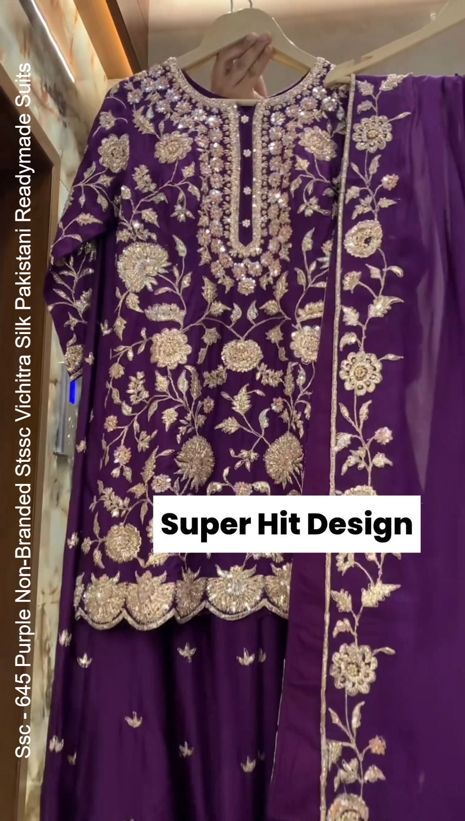 Ssc - 645 Purple Non-Branded Stssc Vichitra Silk Pakistani Readymade Suits