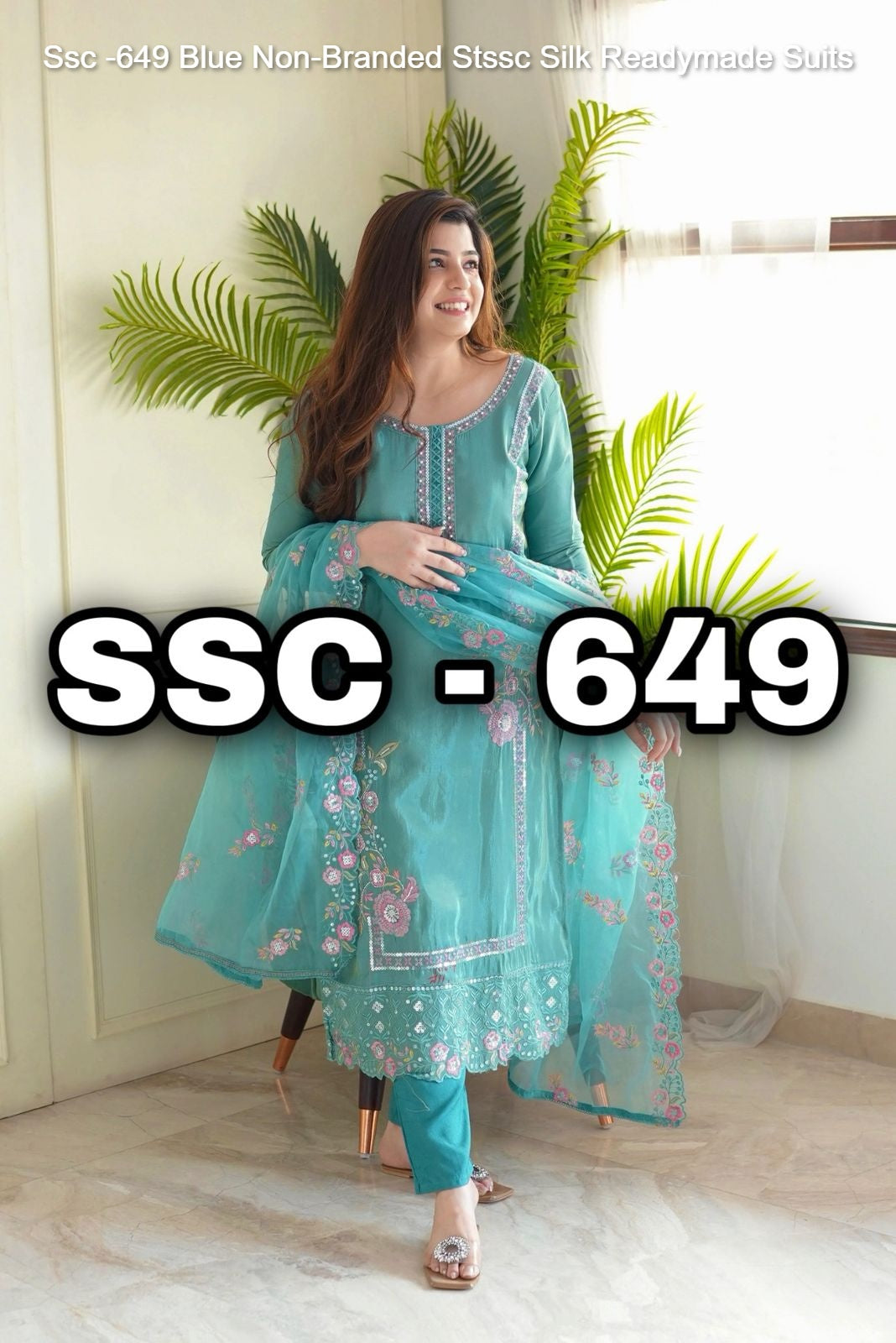 Ssc -649 Blue Non-Branded Stssc Silk Readymade Suits