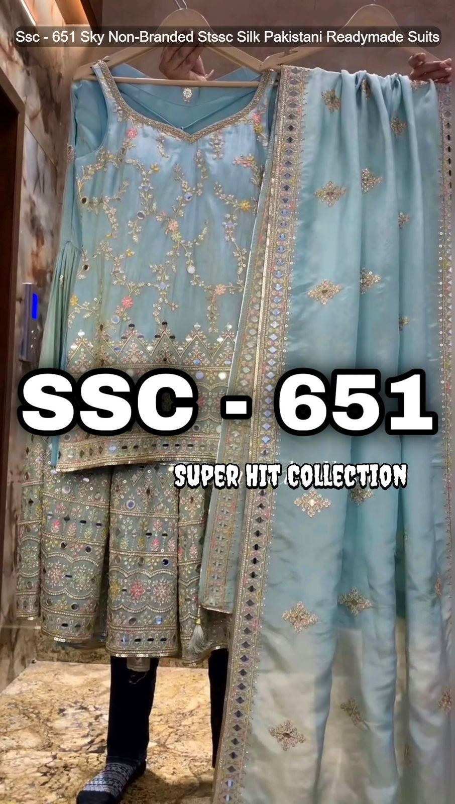 Ssc - 651 Sky Non-Branded Stssc Silk Pakistani Readymade Suits