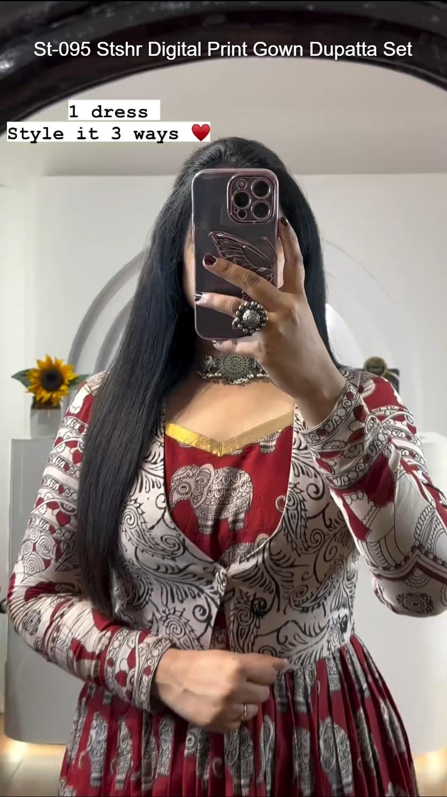 St-095 Stshr Digital Print Gown Dupatta Set