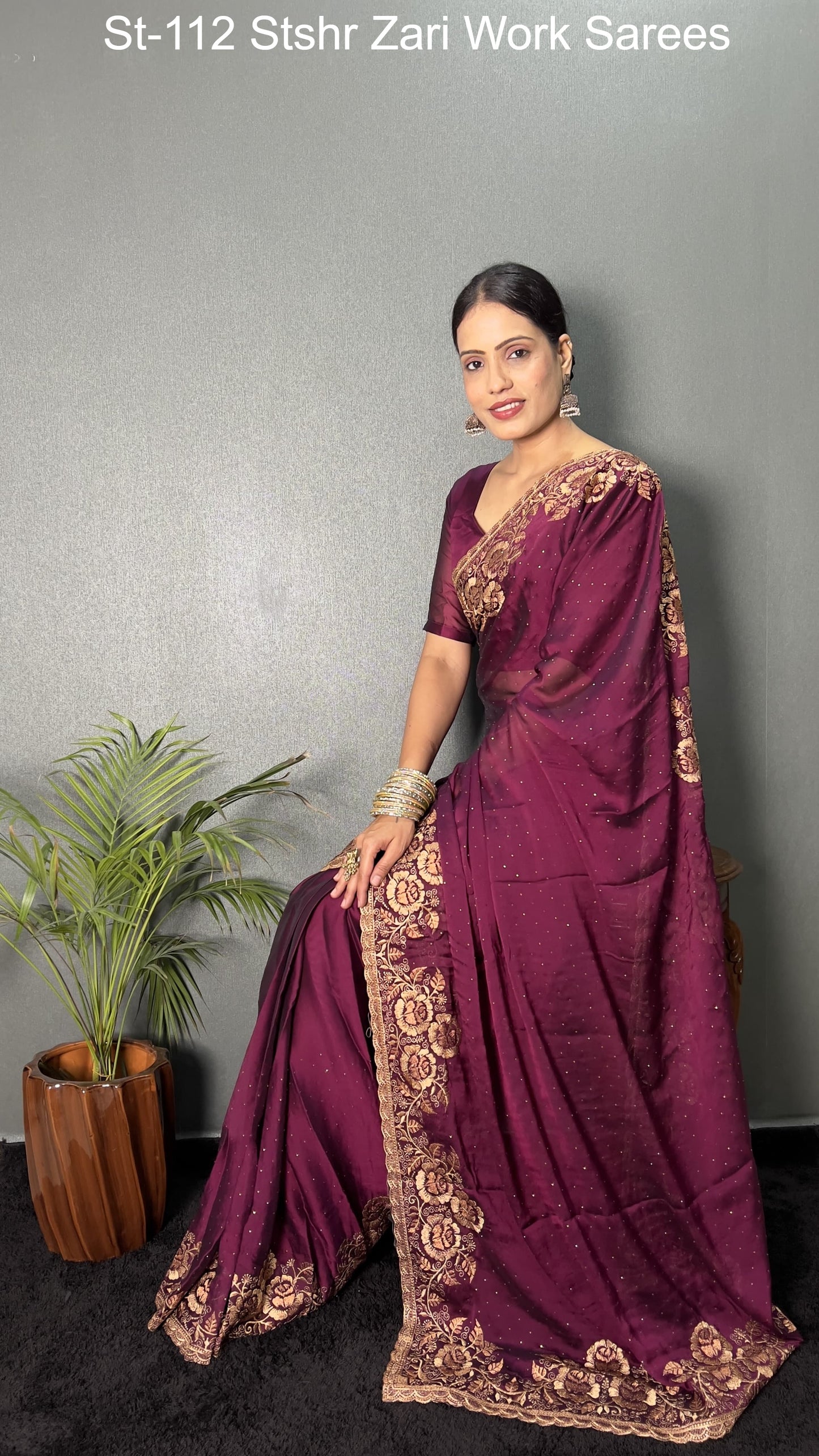 St-112 Stshr Zari Work Sarees