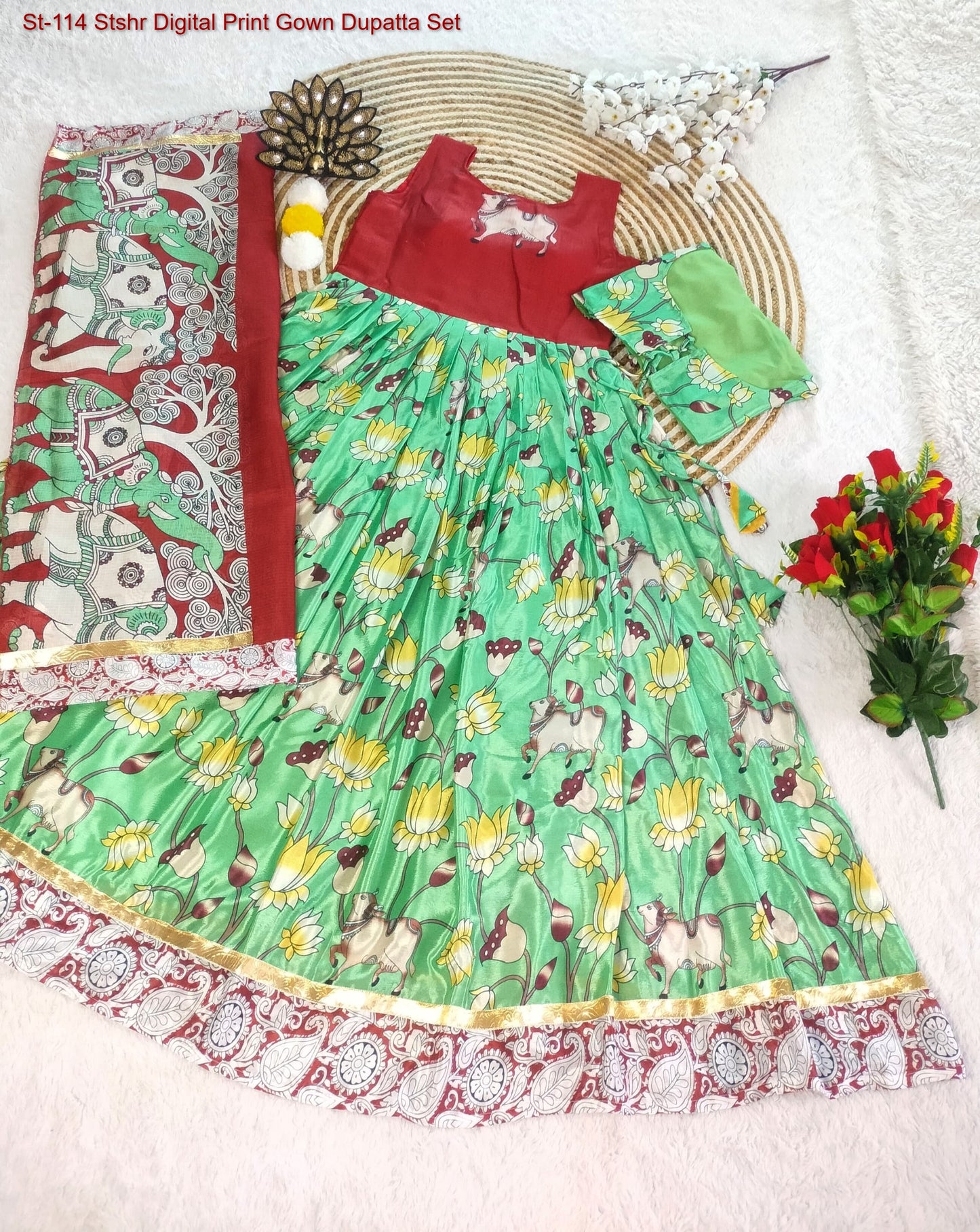 St-114 Stshr Digital Print Gown Dupatta Set