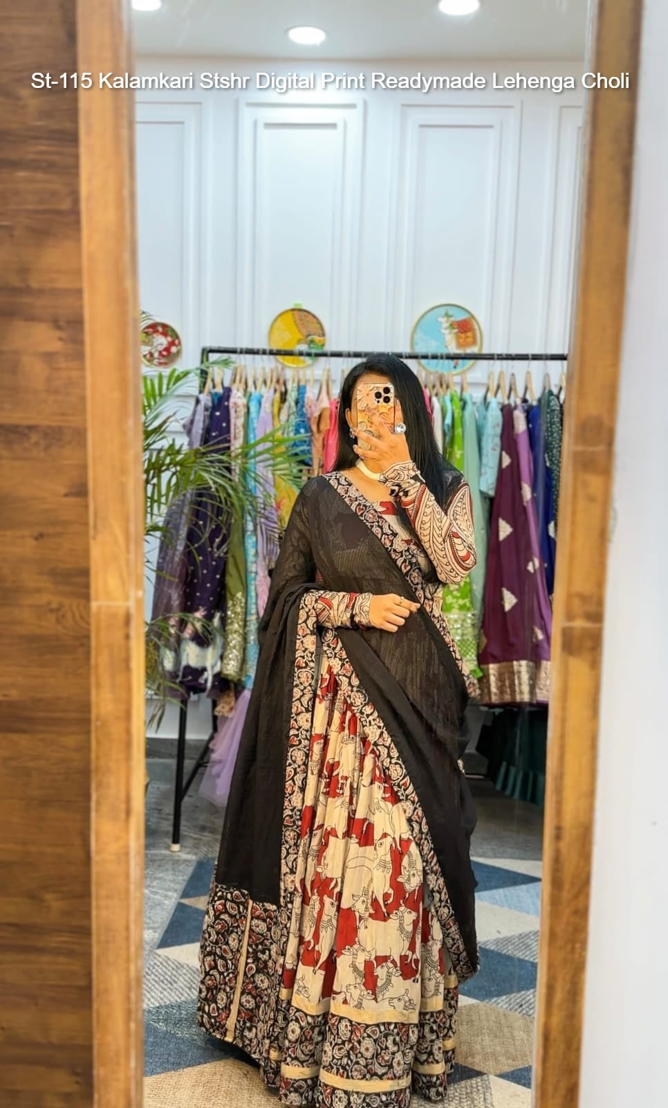 St-115 Kalamkari Stshr Digital Print Readymade Lehenga Choli