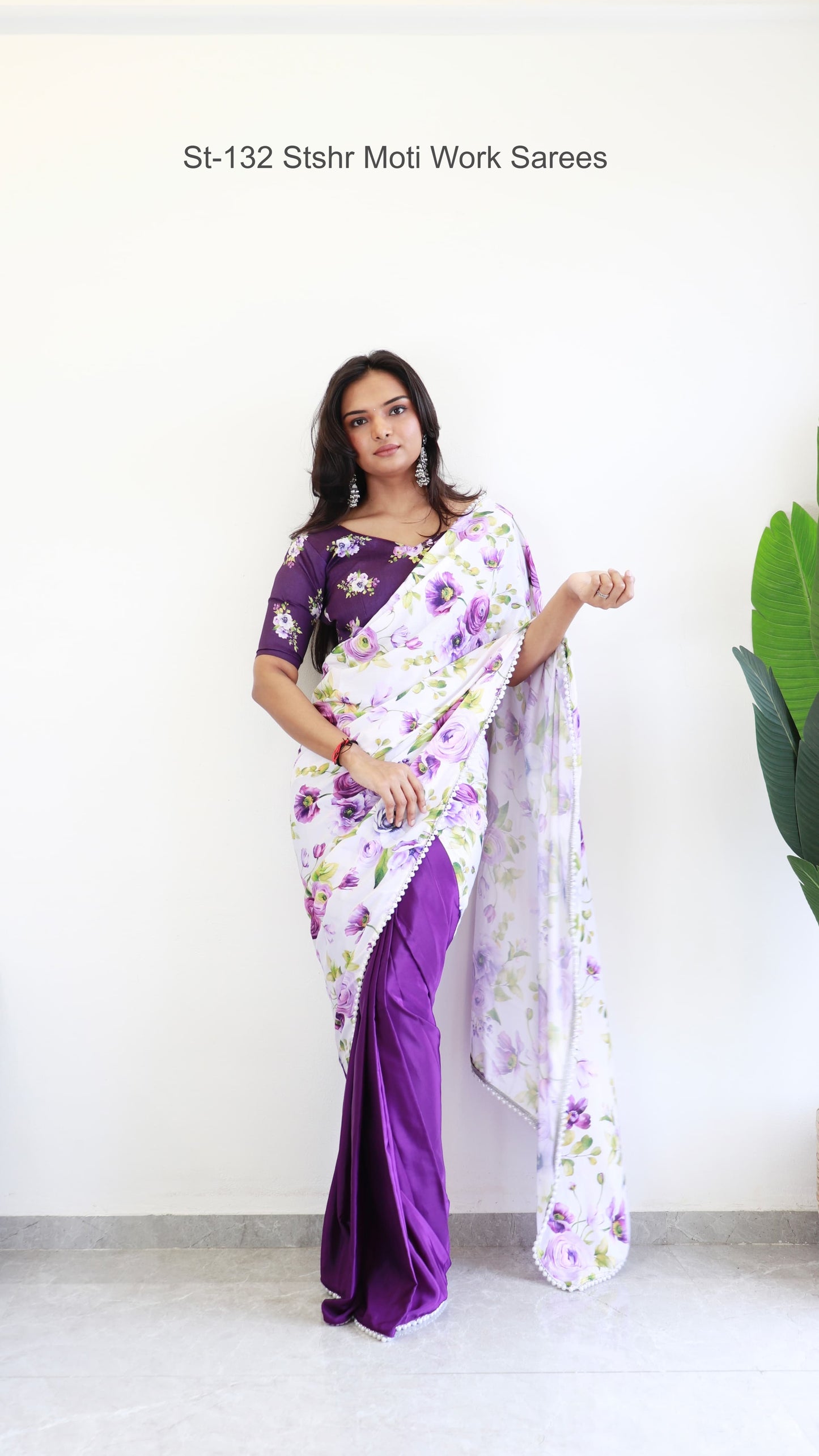 St-132 Stshr Moti Work Sarees