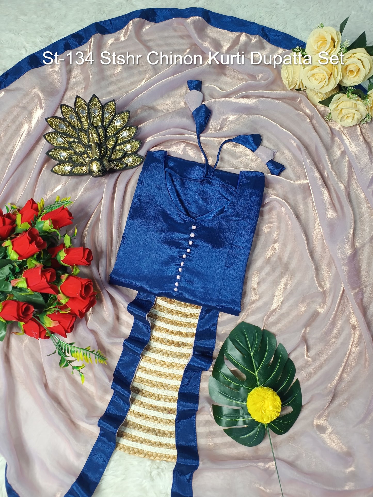 St-134 Stshr Chinon Kurti Dupatta Set