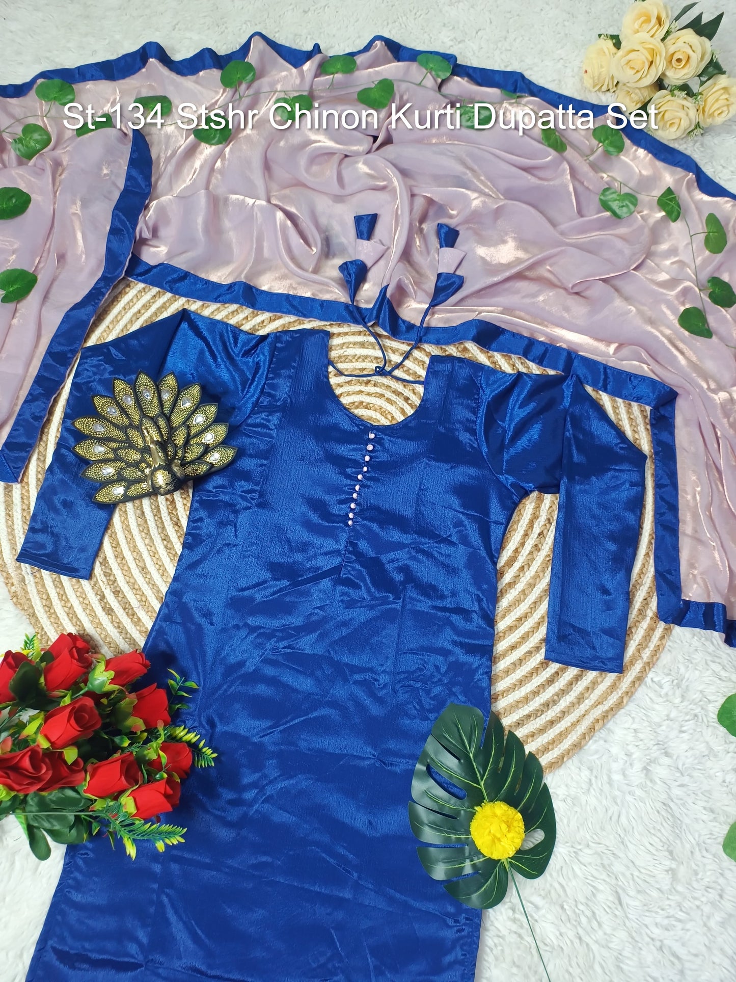 St-134 Stshr Chinon Kurti Dupatta Set