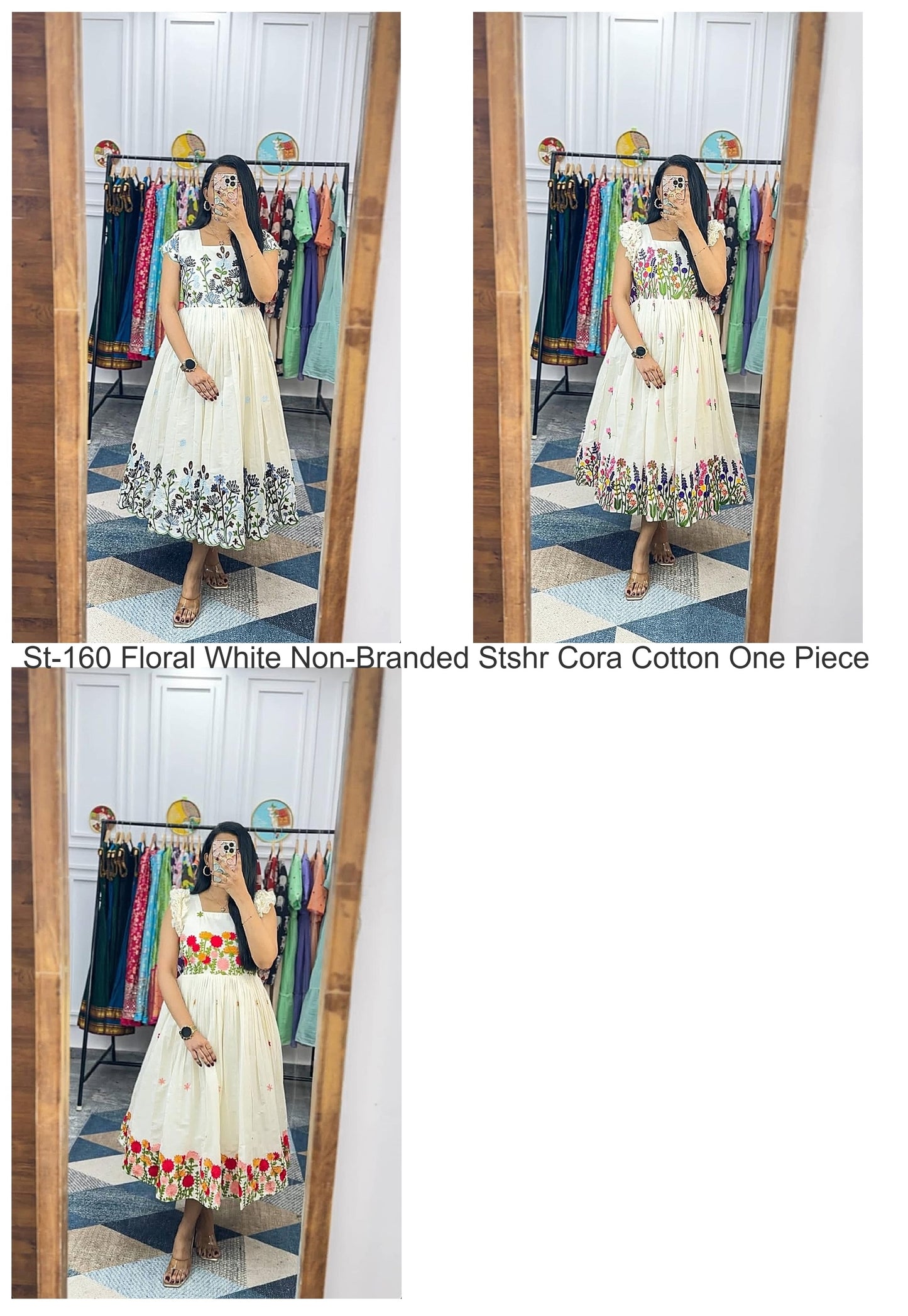 St-160 Floral White Non-Branded Stshr Cora Cotton One Piece