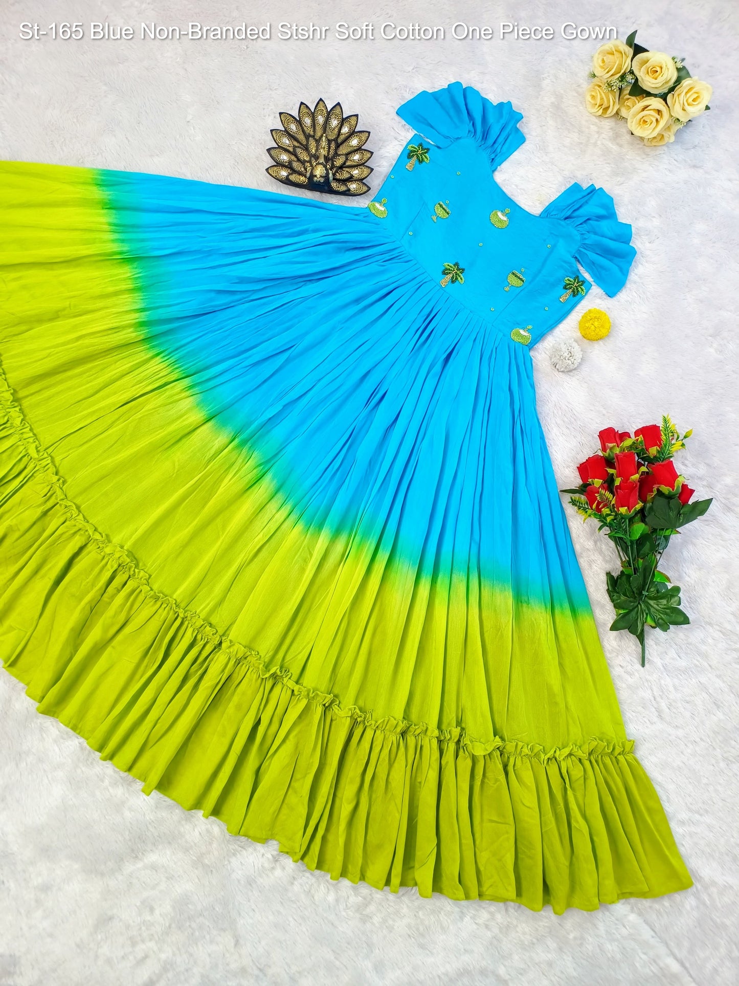 St-165 Blue Non-Branded Stshr Soft Cotton One Piece Gown