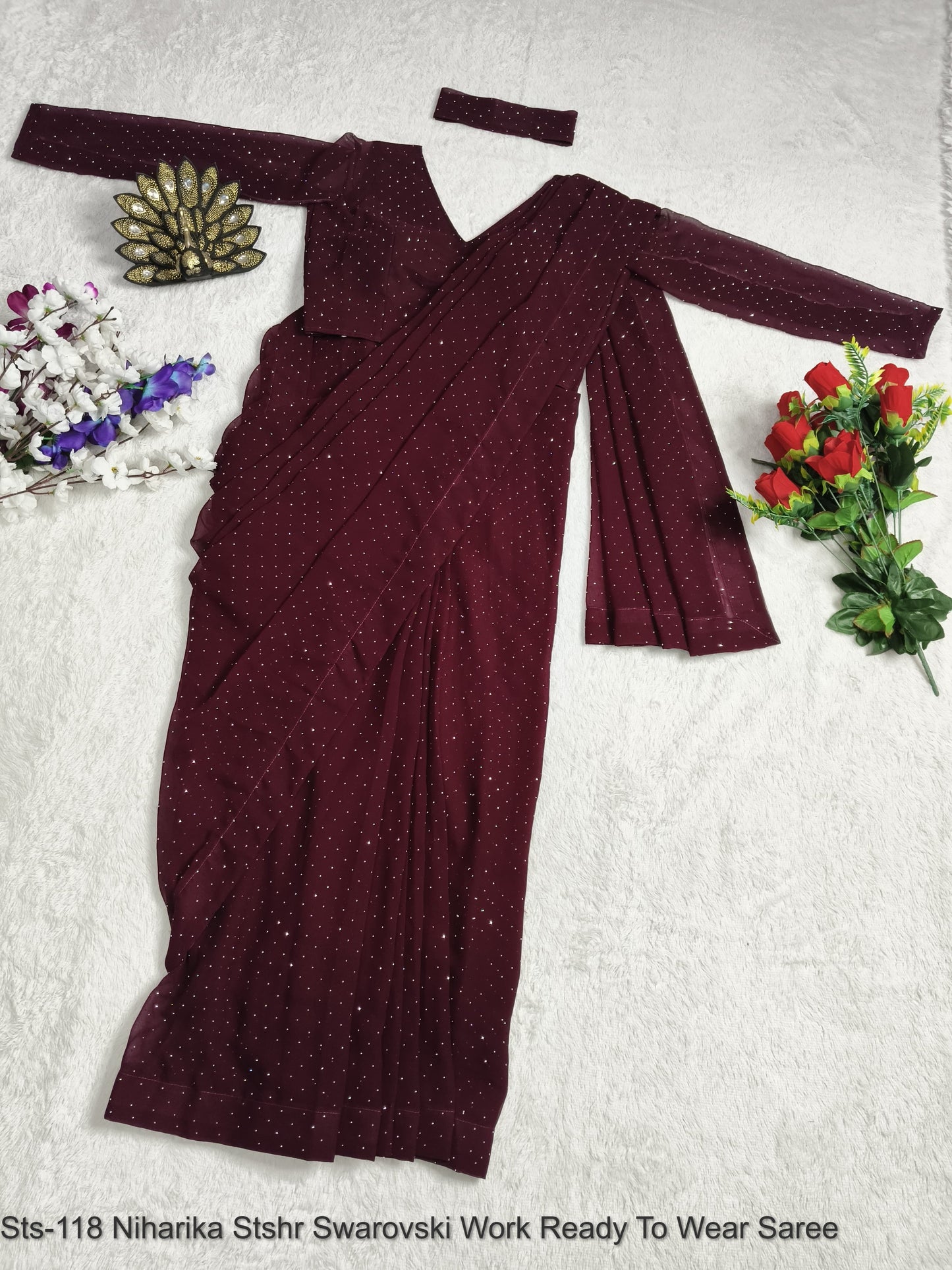 Sts-118 Niharika Stshr Swarovski Work Ready To Wear Saree