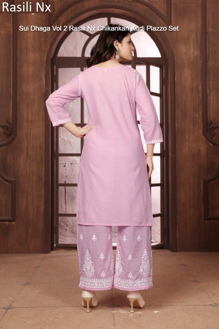 Sui Dhaga Vol 2 Pink Rasili Nx Chikankari Kurti Plazzo Set