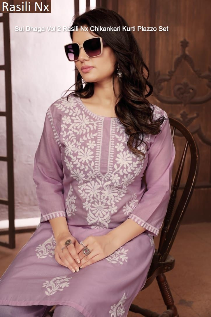 Sui Dhaga Vol 2 Purple Rasili Nx Chikankari Kurti Plazzo Set