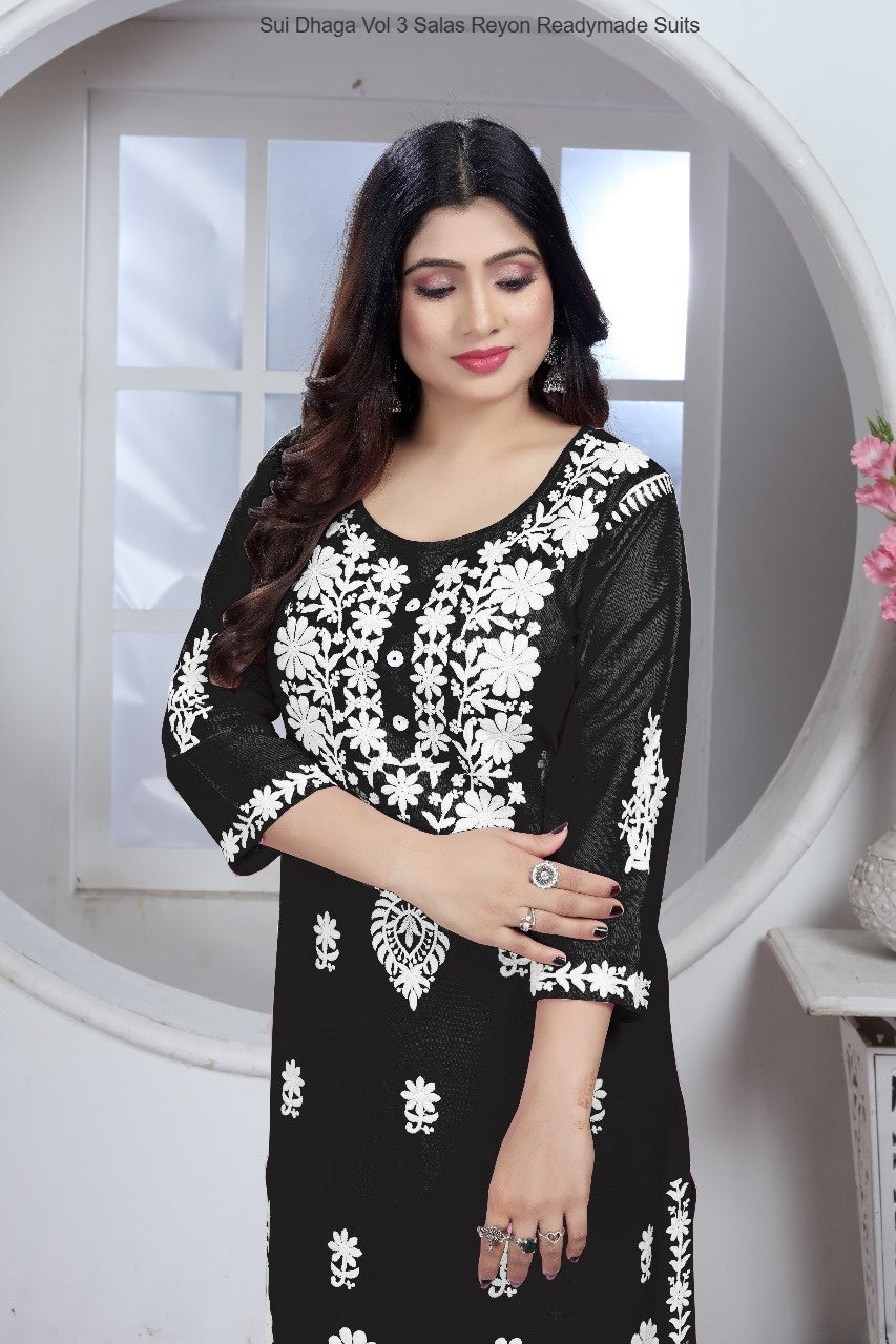 Sui Dhaga Vol 3 Black Salas Reyon Readymade Suits