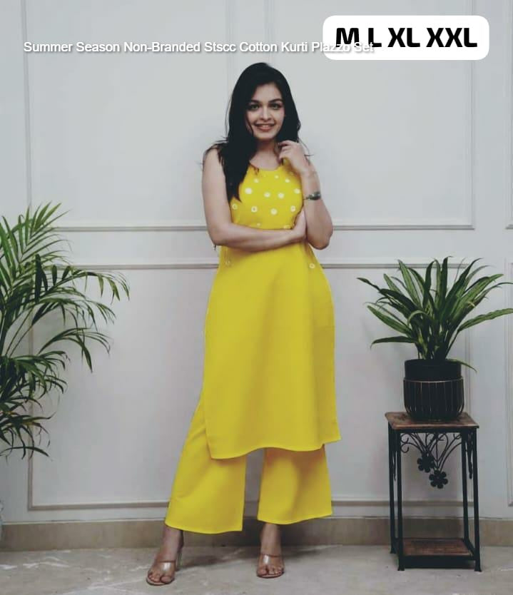 Summer Season Non-Branded Stscc Cotton Kurti Plazzo Set