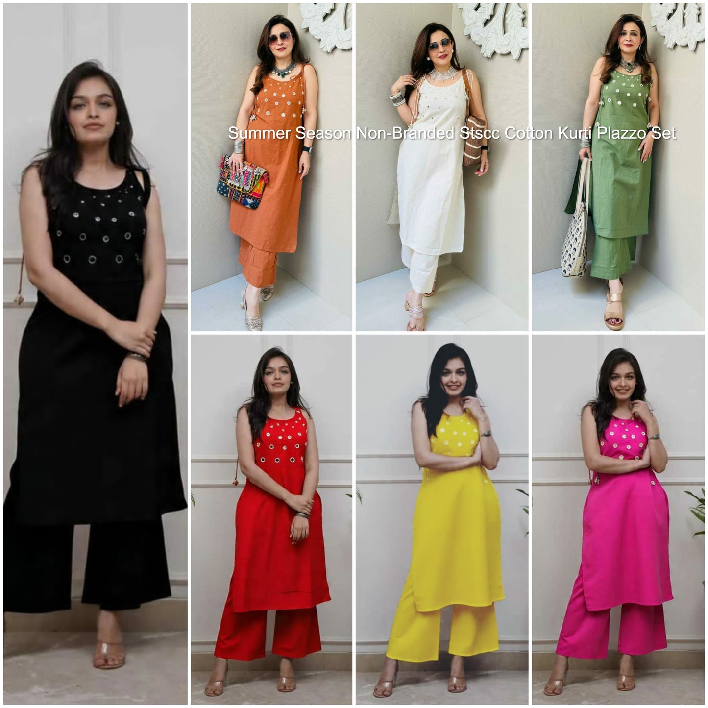 Summer Season Non-Branded Stscc Cotton Kurti Plazzo Set