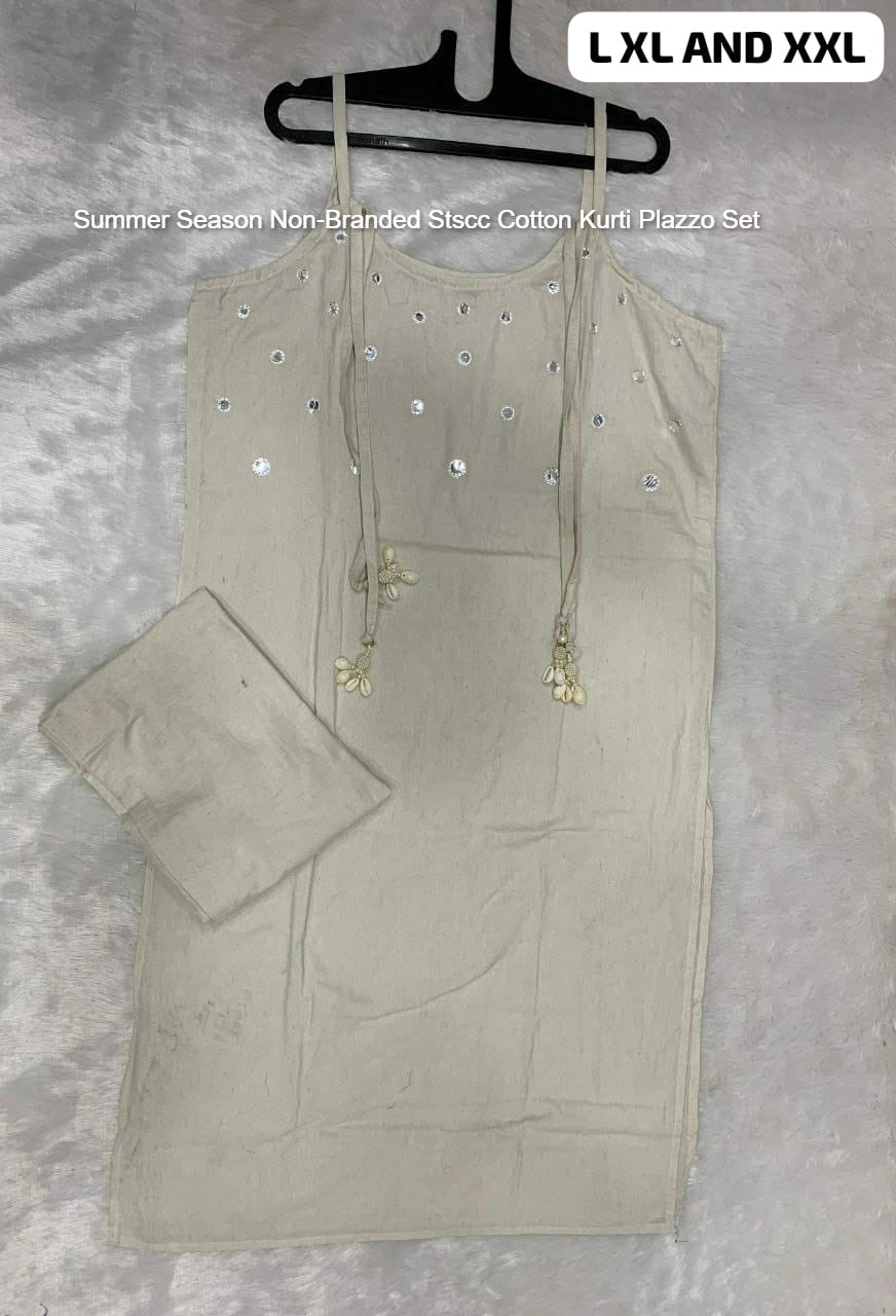 Summer Season Non-Branded Stscc Cotton Kurti Plazzo Set