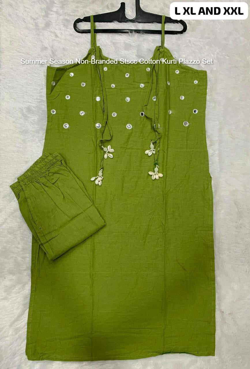 Summer Season Non-Branded Stscc Cotton Kurti Plazzo Set