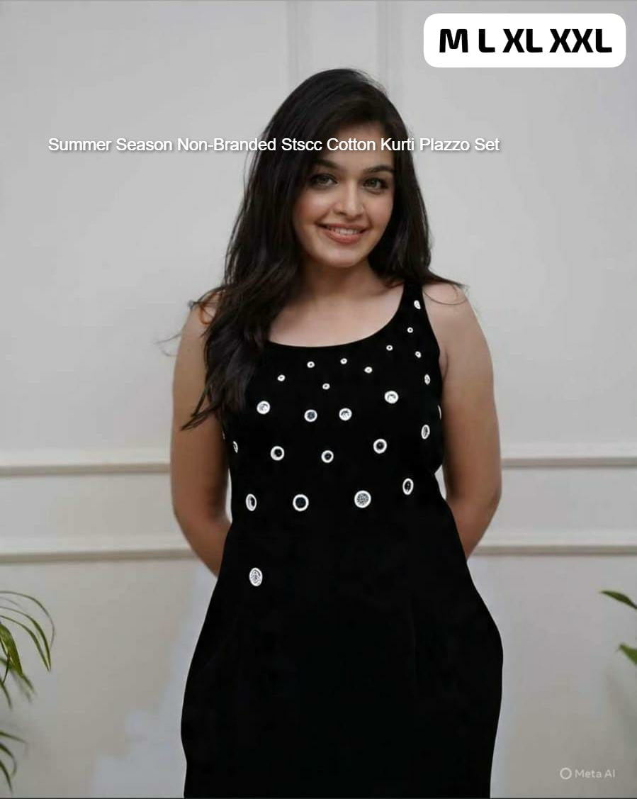 Summer Season Non-Branded Stscc Cotton Kurti Plazzo Set