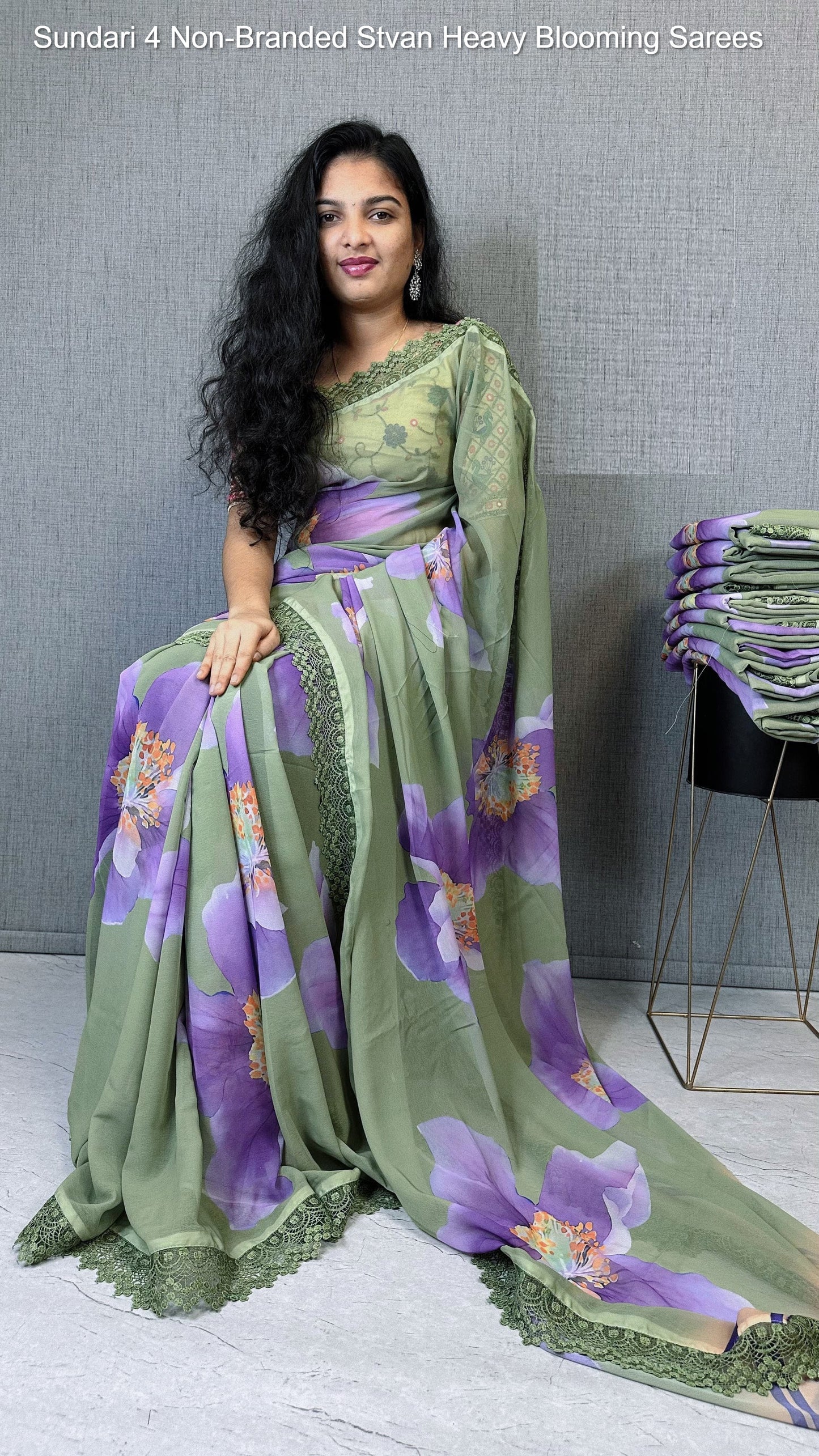 Sundari 4 Non-Branded Stvan Heavy Blooming Sarees