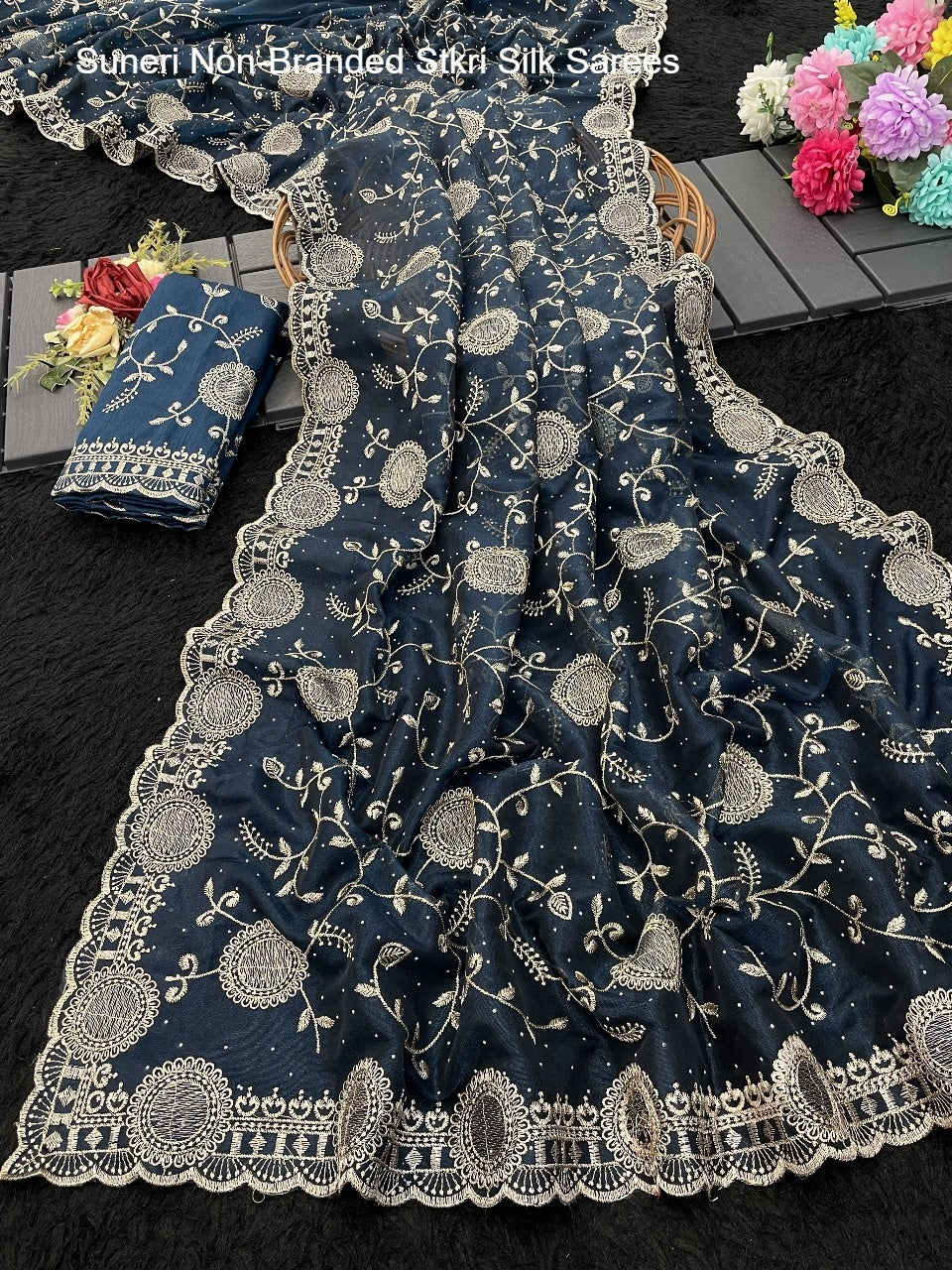 Suneri Non-Branded Stkri Silk Sarees