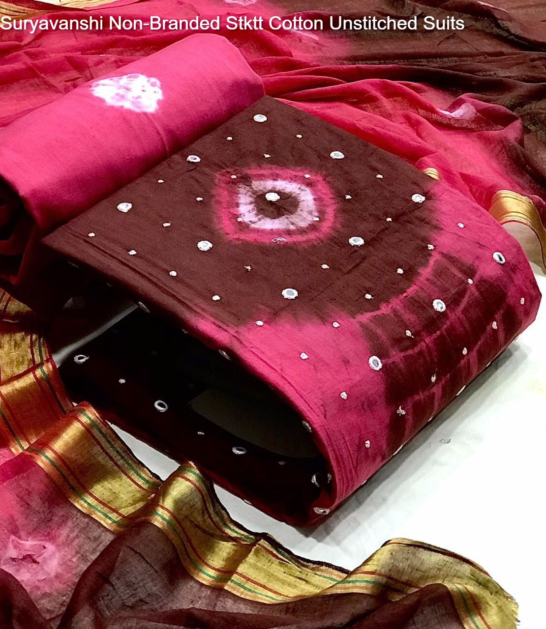 Suryavanshi Non-Branded Stktt Cotton Unstitched Suits