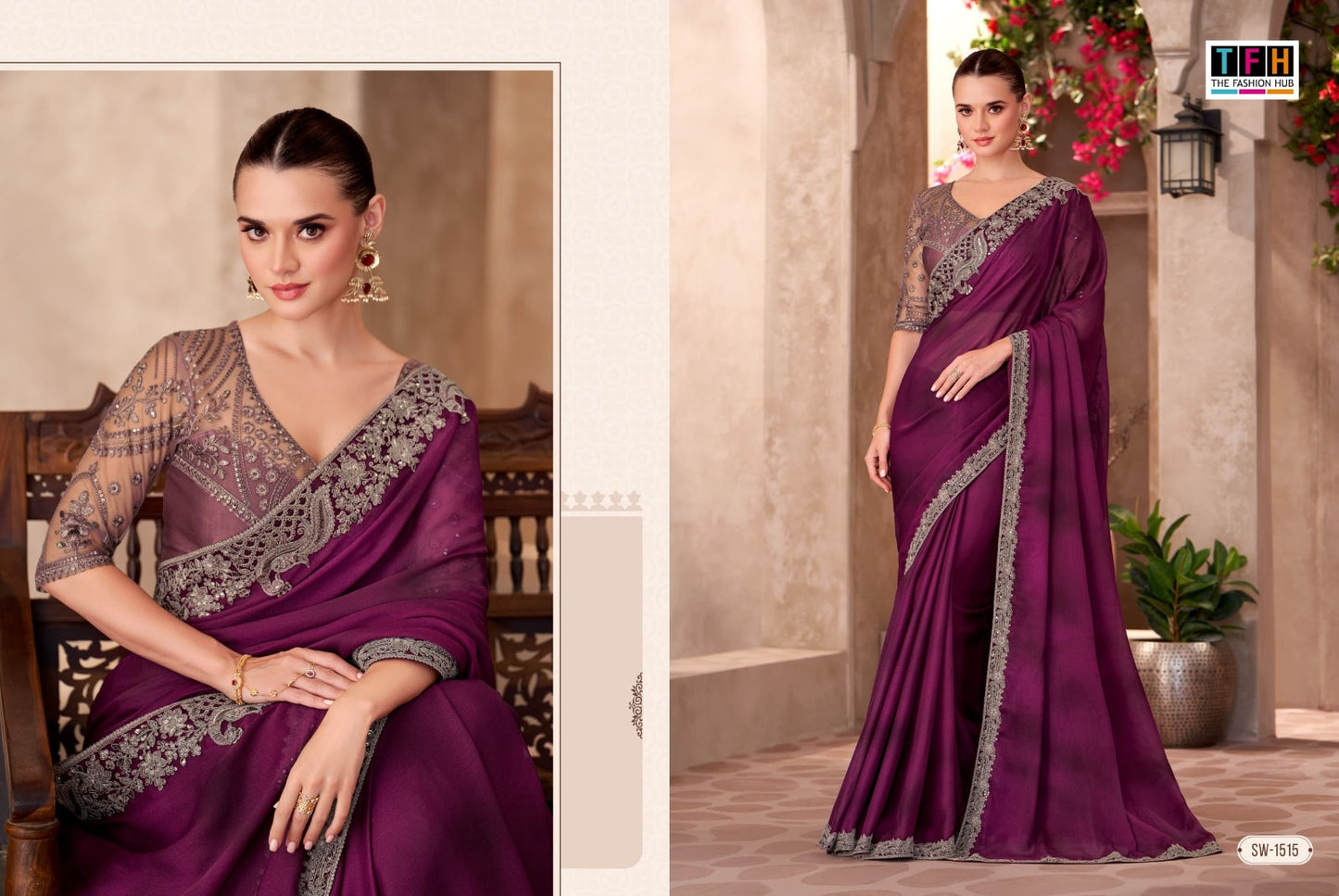 Sw-1515 Sandalwood Vol-15 Tfh Satin Sarees