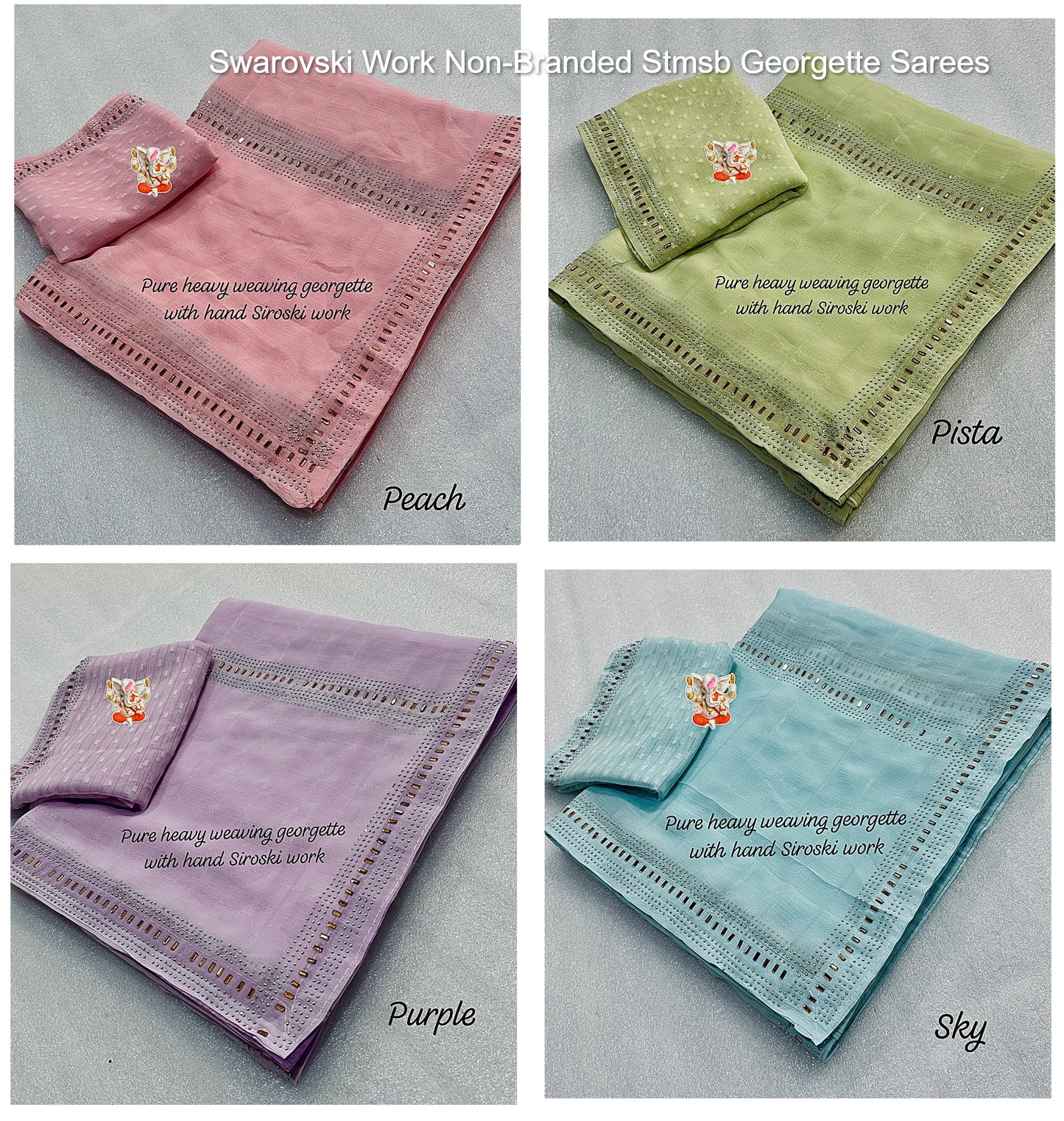 Swarovski Work Non-Branded Stmsb Georgette Sarees