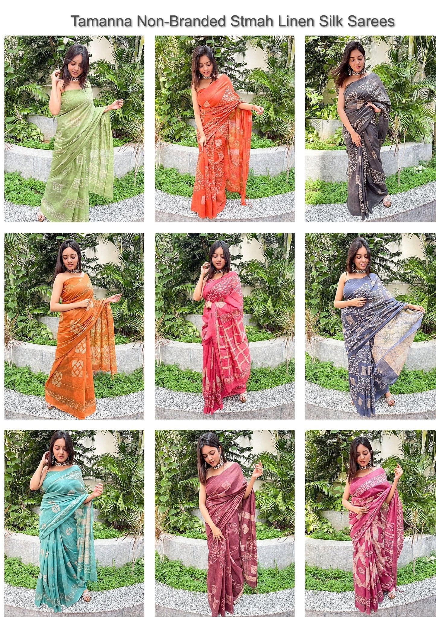 Tamanna Non-Branded Stmah Linen Silk Sarees