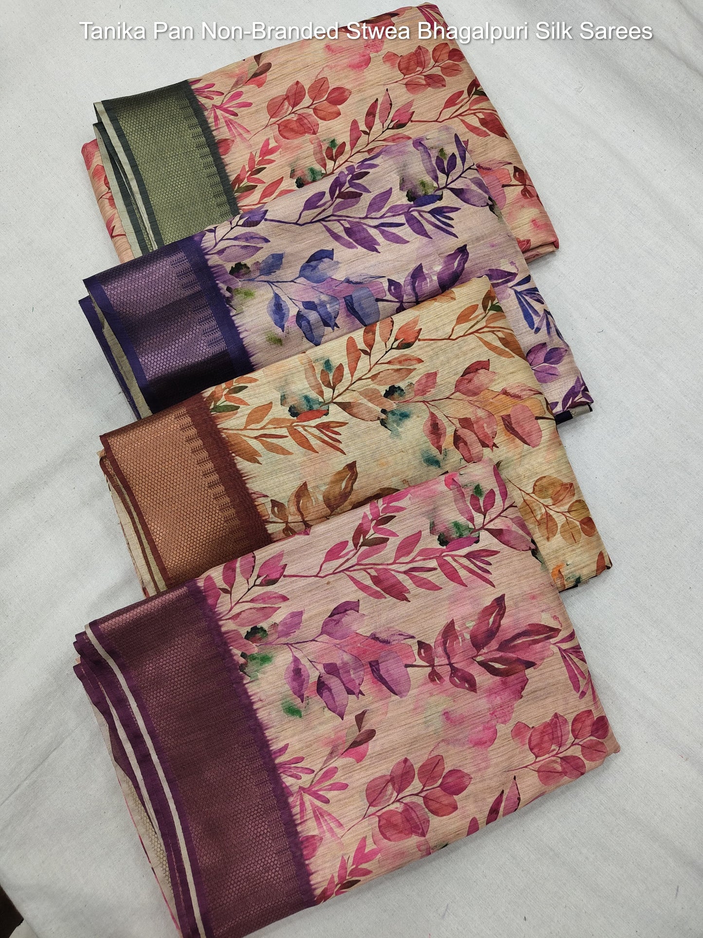 Tanika Pan Non-Branded Stwea Bhagalpuri Silk Sarees