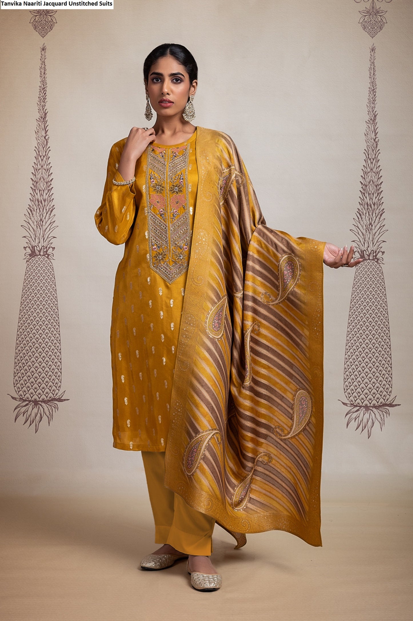 Tanvika Naariti Jacquard Unstitched Suits