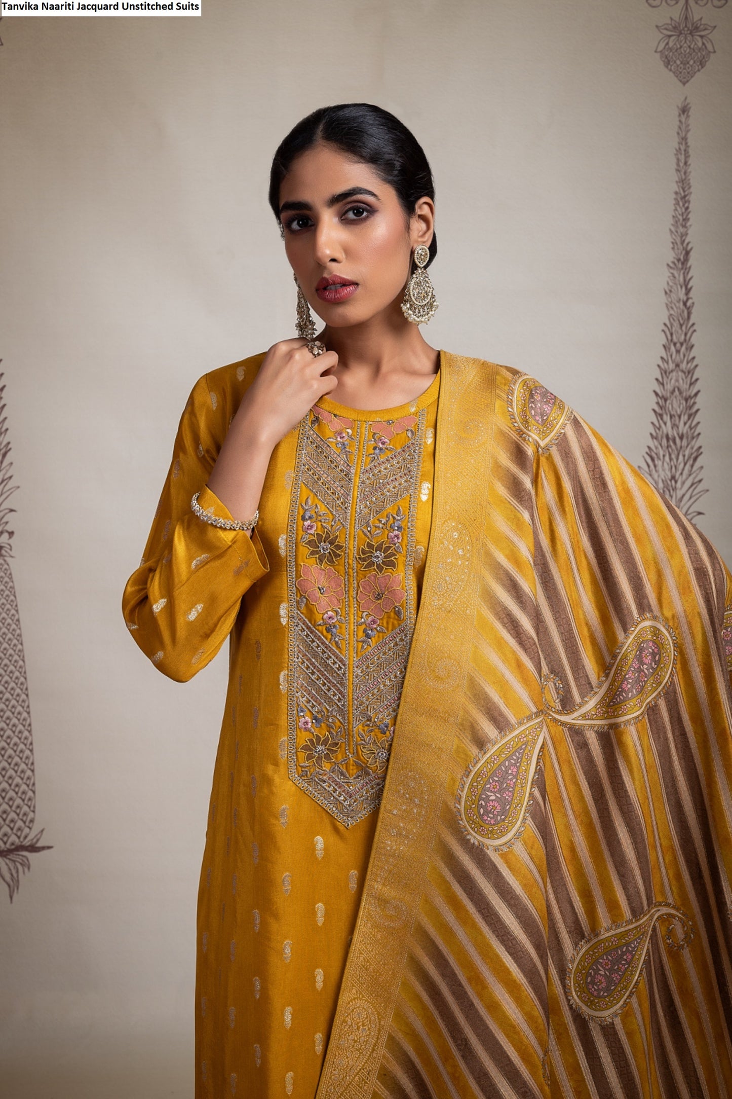 Tanvika Naariti Jacquard Unstitched Suits