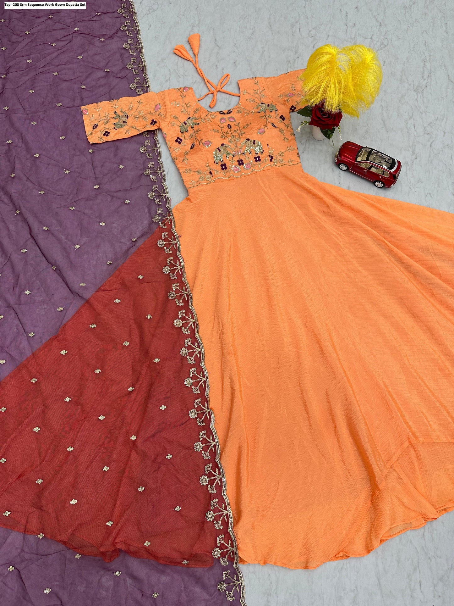 Tapi-203 Srm Sequence Work Gown Dupatta Set