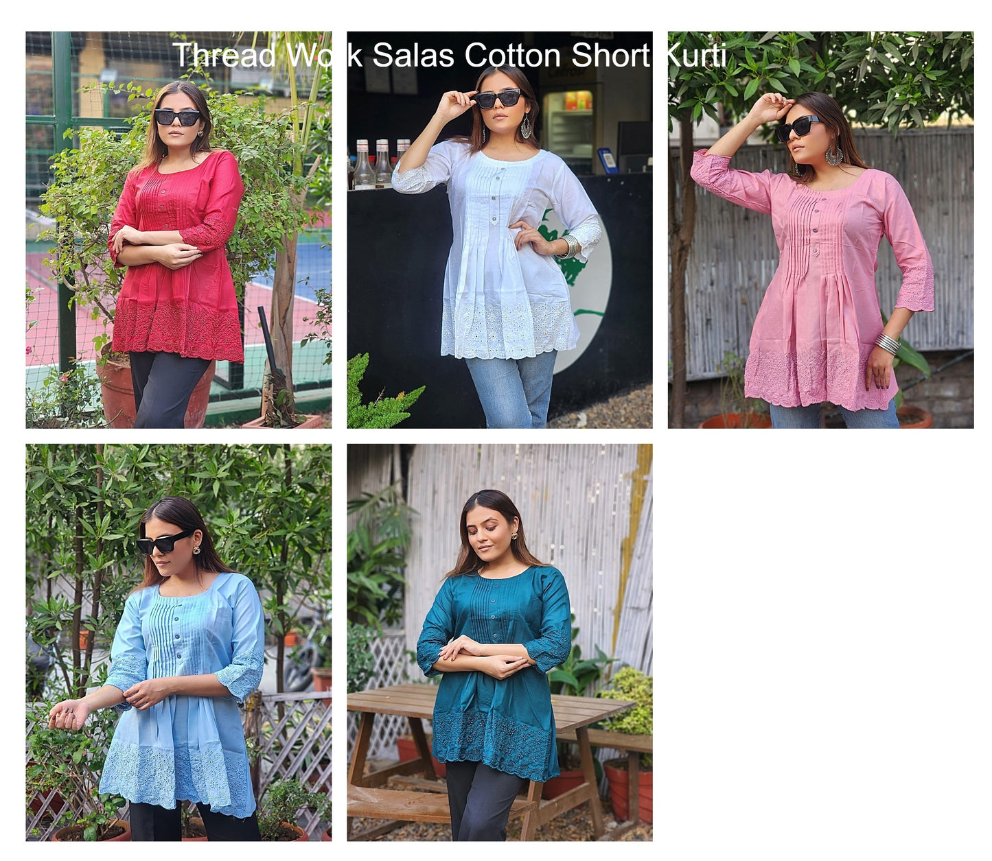 Thread Work Salas Cotton Short Kurti