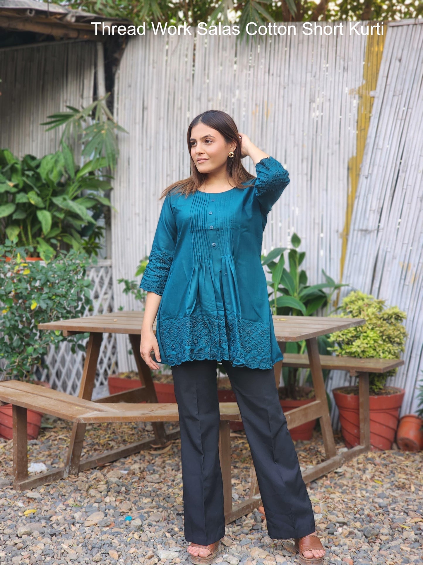 Thread Work Salas Cotton Short Kurti