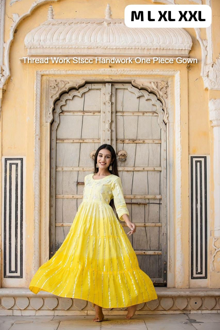 Thread Work Stscc Handwork One Piece Gown