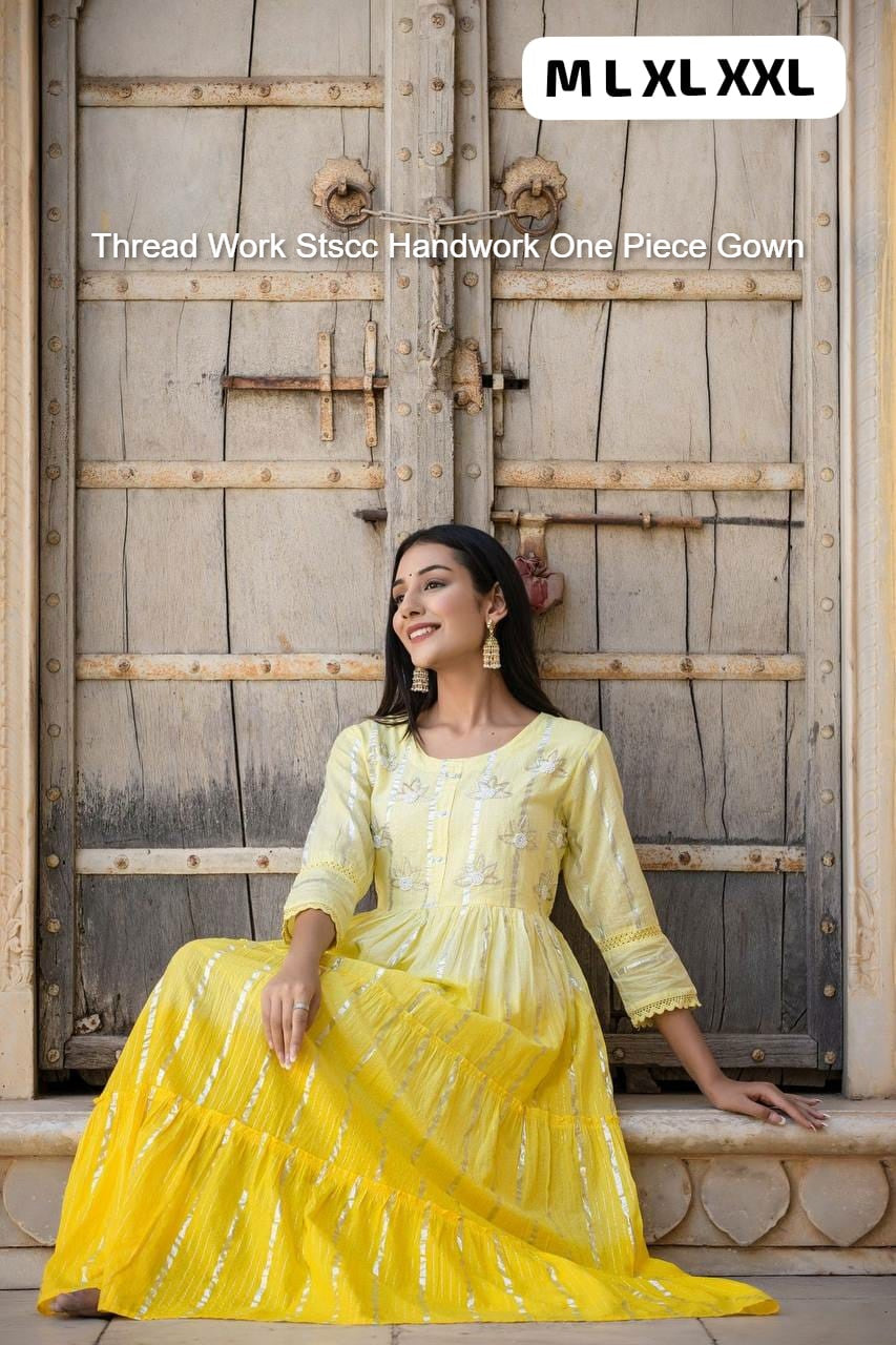 Thread Work Stscc Handwork One Piece Gown