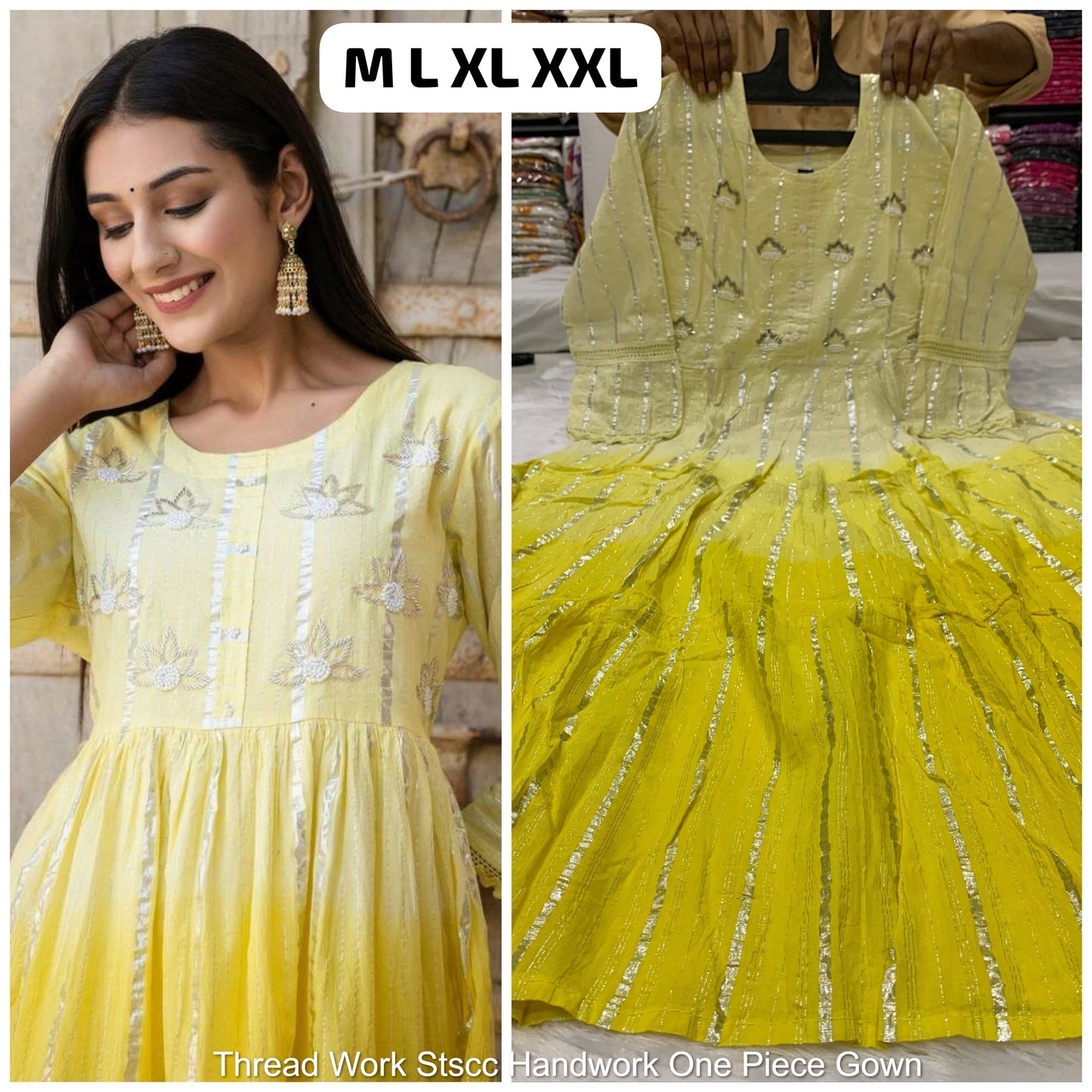 Thread Work Stscc Handwork One Piece Gown