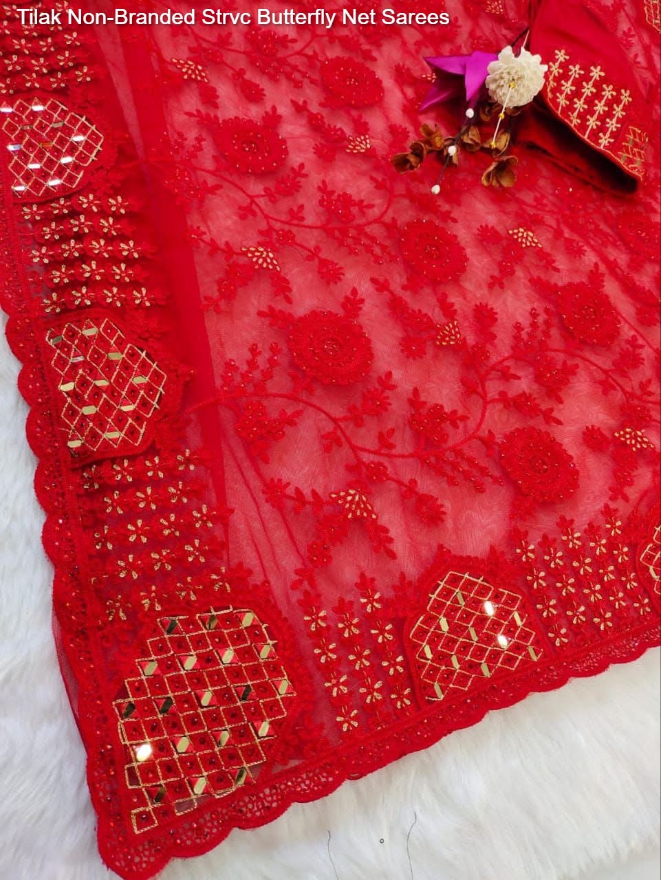 Tilak Non-Branded Strvc Butterfly Net Sarees
