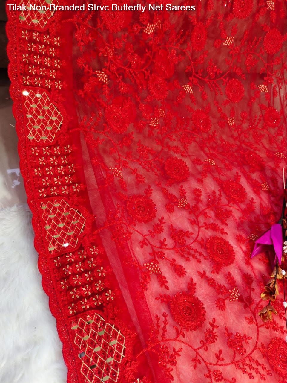 Tilak Non-Branded Strvc Butterfly Net Sarees